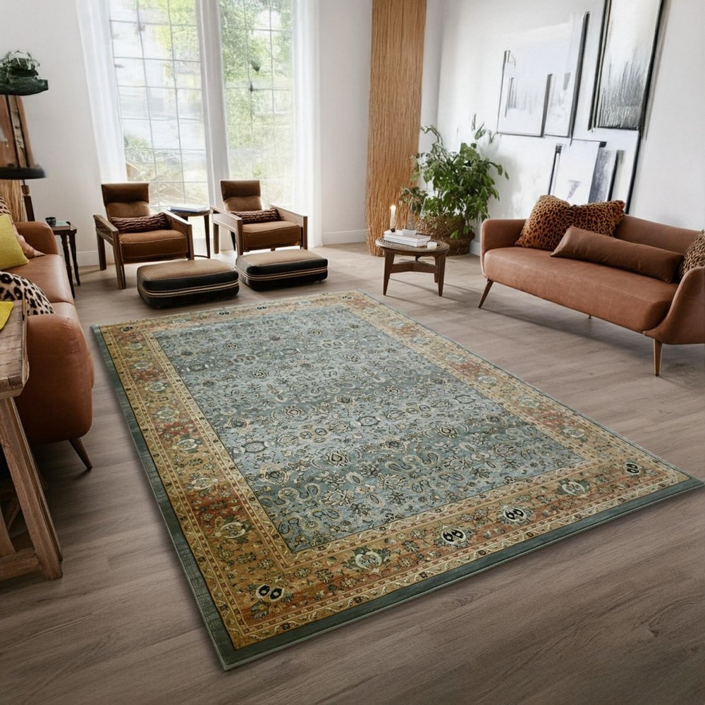 絨毯 6畳 240×330cm ラグ おしゃれ グリーン ベージュ 厚手 75万ノット カーペット ウィルトン織 ヴィンテージ 丸巻き じゅうたん 当社在庫 (ロンガ240ｘ330)_1