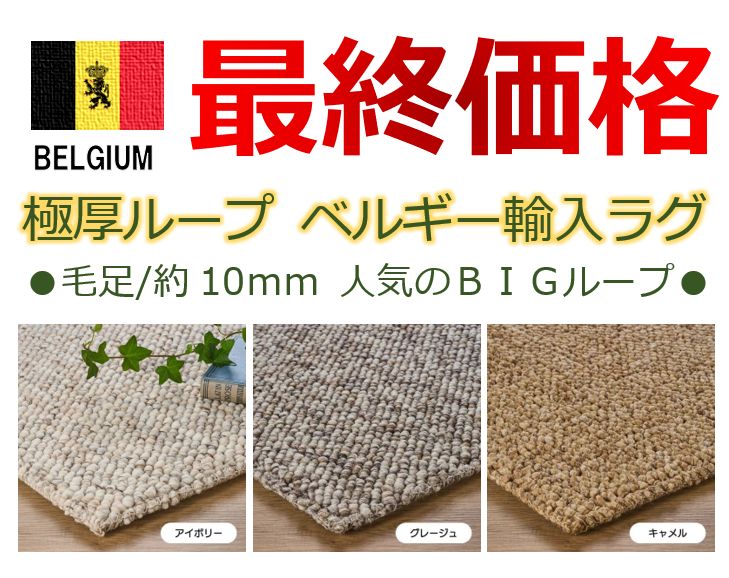 最終価格 ベルギー製 ラグ おしゃれ 絨毯 約...の詳細画像1
