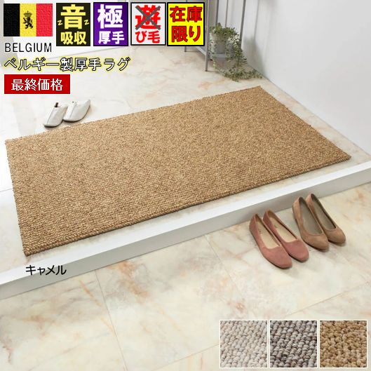 最終価格 ベルギー製 ラグマット 約 1畳 80×150 cm 厚手 ループ 玄関マット じゅうたん ナチュラル モダン 当社在庫 (廃番PABLO／80×150) マット 長方形