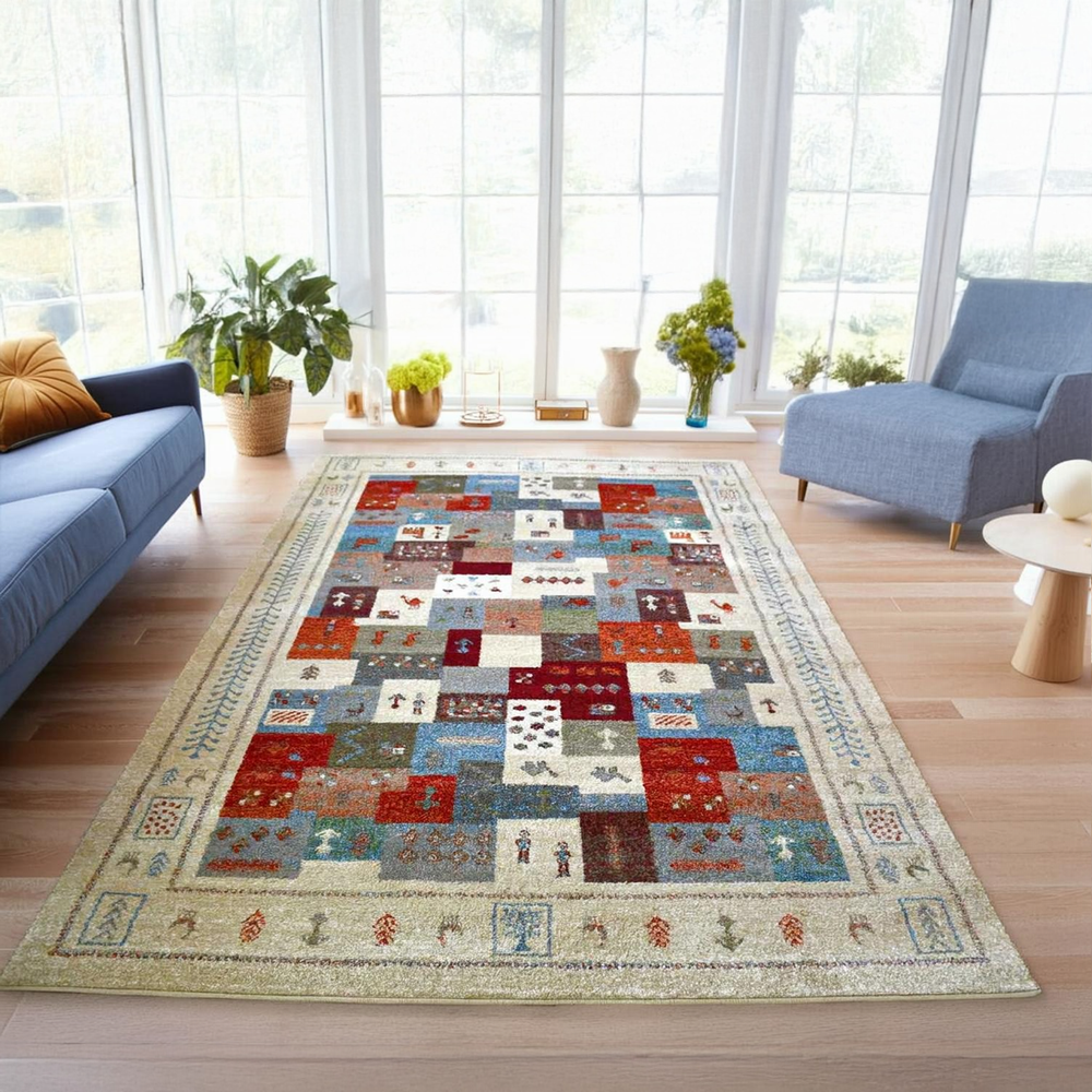 絨毯 ラグ 防炎 カーペット 6畳 240×330cm 厚手 ギャベ柄 ギャッペ風 柄 じゅうたん おしゃれ ウィルトン オリジナル 当社在庫 (ラオショール 240×330) 長方形_1