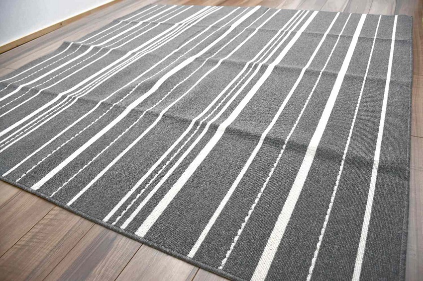 日本製 ラグ 洗える 絨毯 3畳 4畳 190×280 ウール １００％ 防炎 ラグマット カーペット 当社在庫 (ウールストライプ) 190×280cm｜tairyo｜03