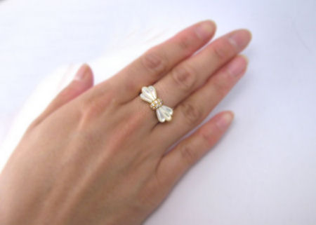 S*☆様 K18ロゼチナ ミラー白蝶貝 リング #9 K18◯白蝶真珠15.70㎜✨ダイヤ0.02ct✨大きな真珠リング✨素敵で