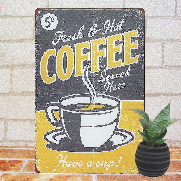 ブリキ看板 コーヒー 5c2 カフェ風 ポスター 絵 壁掛けアートパネル