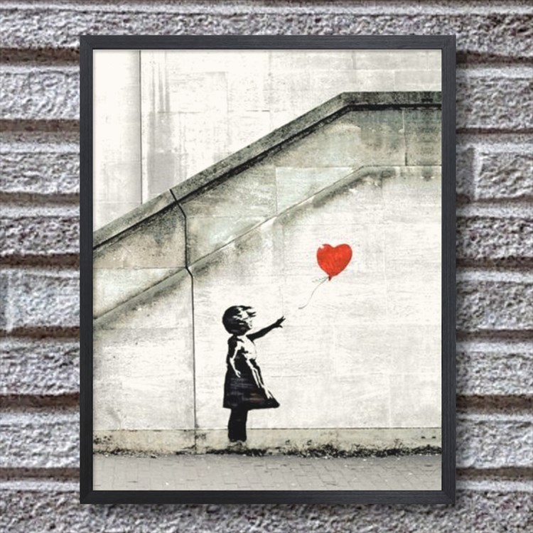 Banksy GIRL WITH RED BALLOON赤い風船と少女 ポスター-