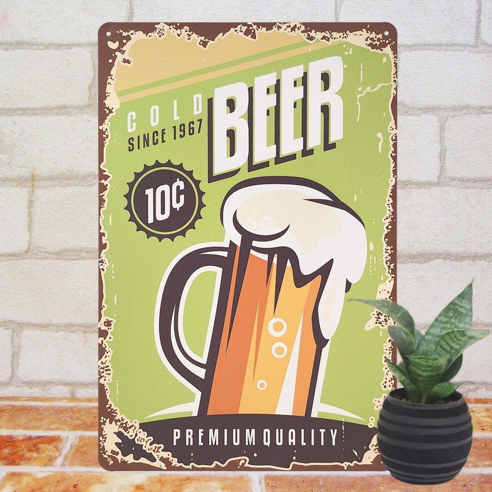 ポイント10倍○ ブリキ看板 ビール 黄緑10 ポスター 絵 BAR インテリア