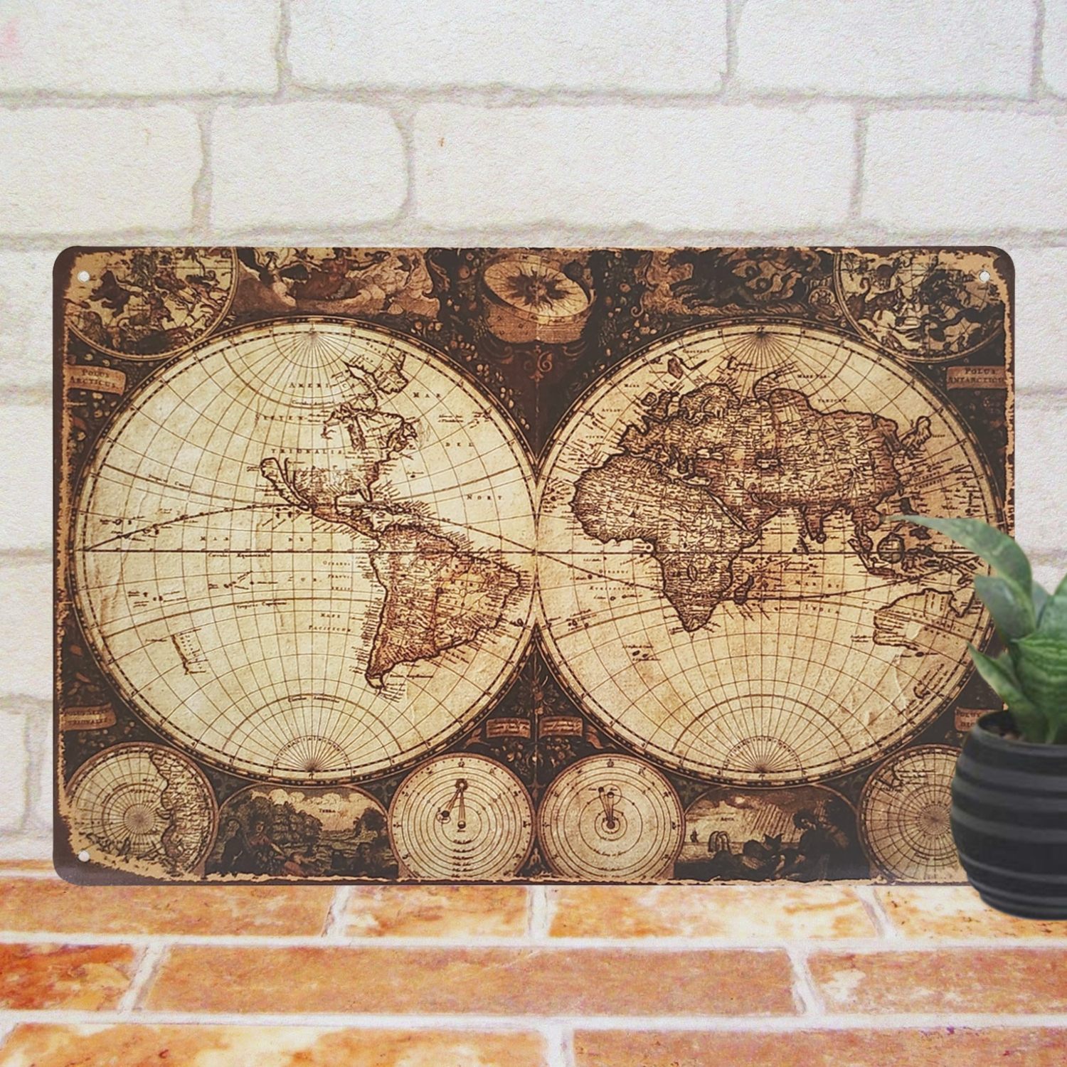 ブリキ看板 アンティーク 世界地図 1 ポスター 絵 インテリア雑貨