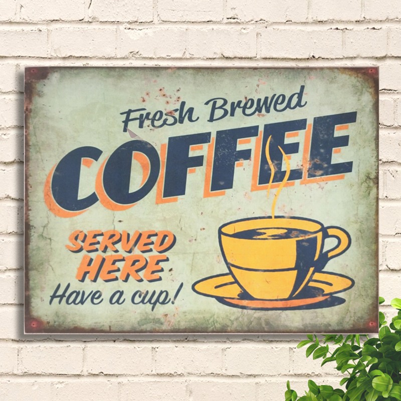 カフェ風 ポスター 木製看板40 コーヒー 251 雑貨 純喫茶店 サインボード サインプレート 絵画 イラスト かわいい 黄緑色 グリーン 大きい  アメリカ雑貨