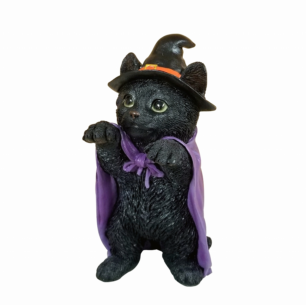 ハロウィン 飾り付け 猫の置物 黒猫 魔女 雑貨 クロネコ 魔法使い 