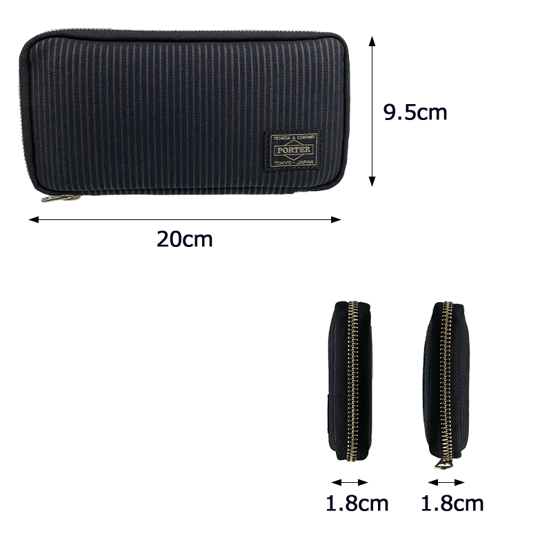 美品 PORTER ポーター ドローイング 長財布　ラウンドジップ　帆布　黒系 DRAWING（PORTER） ポーター ドローイング ロングウォレット 650-09780