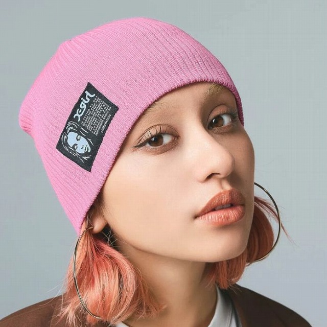 X-girl（エックスガール） X-girl FACE LABEL BEANIE フェイスラベル