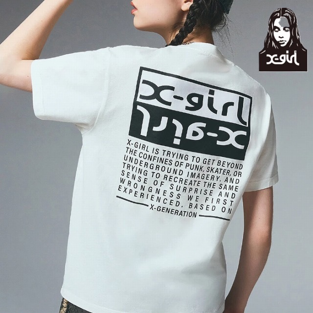 X-girl エックスガール Tシャツ レディース BICOLOR BOX LOGO S