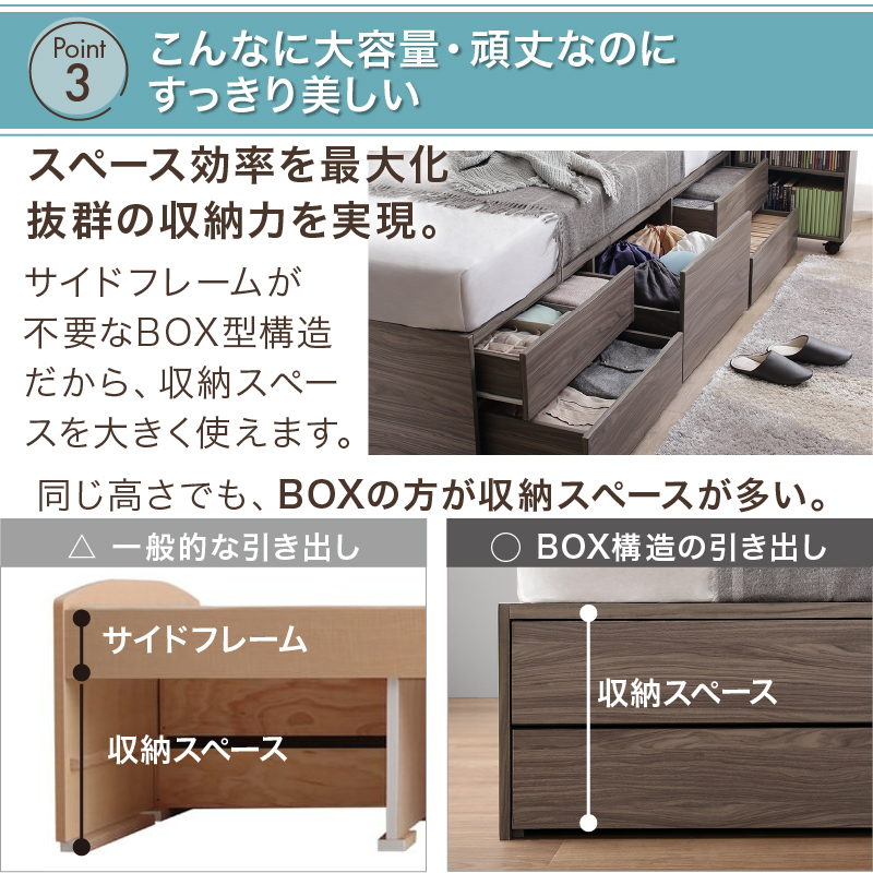 収納付きベッド ダブルベッド マットレス付き チェスト 収納 収納ベッド 大容量 キャスター付 グレー 白 宮付 おしゃれ マットレス付 【ノート】 ダブル