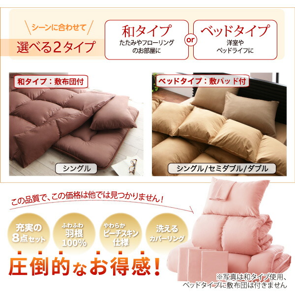 布団セット 布団 セミダブル カバー付き 来客...の詳細画像1