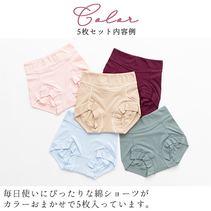 コットンショーツ 5枚セット 綿 福袋  ボックス ボクサー１分丈 深履き 深め すっぽり デイリー 女性用下着 肌着 レディース 人気 お得 無地 訳あり |  | 01