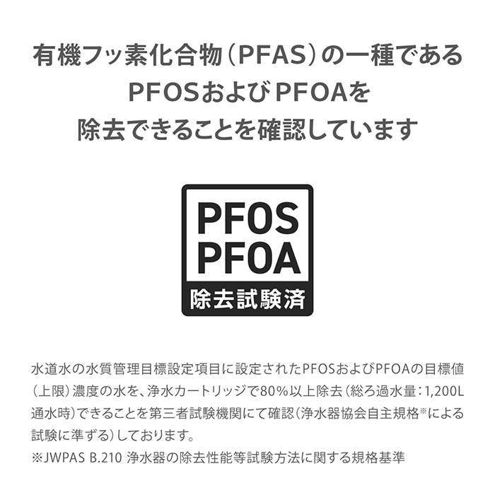 有PFOSとPFOAを除去できる最上級クラス浄水カートリッジ3個【送料込み】 クリンスイ浄水カートリッジにおける、PFOSおよびPFOA除去試験結果の