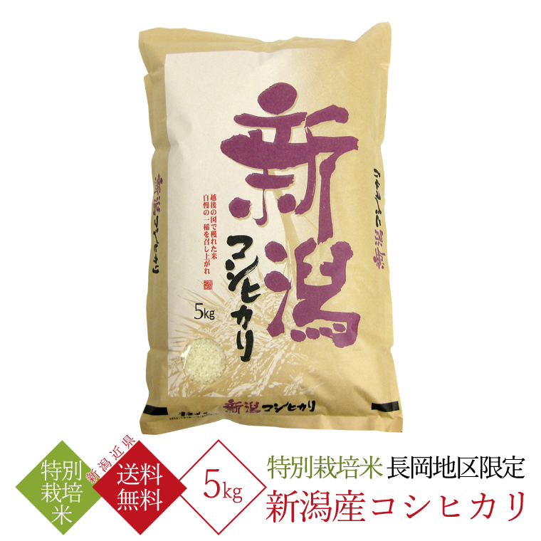 新潟県産 コシヒカリ （ 長岡地区限定 ） 特別栽培米 （ 令和5年産 ） 5kg 【 送料無料 （新潟近県）】｜takaishi-kome