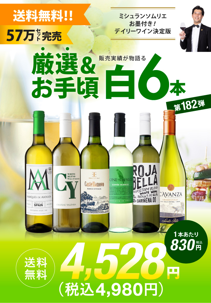 送料無料 第182弾 厳選＆お手頃 6本 白ワイン セット 販売実績が物語る