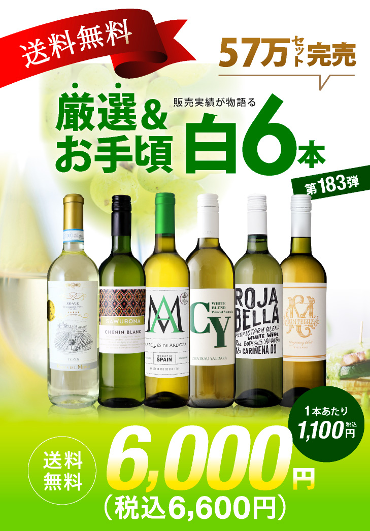 送料無料 第183弾 厳選＆お手頃 6本 白ワイン セット 販売実績が物語る