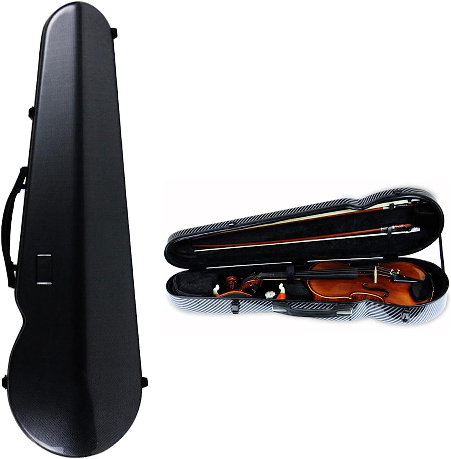 Natura Style フルサイズ バイオリン ケース 弦楽器 バッグ (ブラックx
