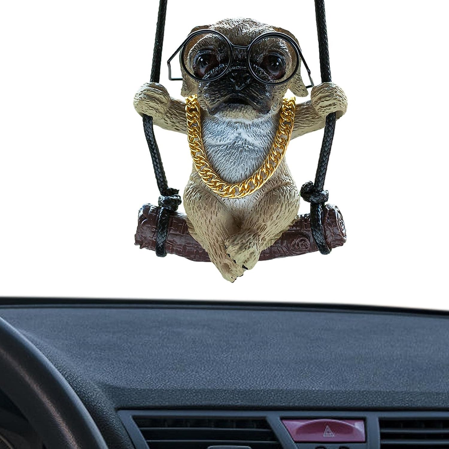 オーナメント 犬 ドッグ ルームミラー アクセサリー 飾り 可愛い ブランコ スイングドッグ カーアクセサリー 車 お洒落 インテリア 吊り下げ パグ  ユニーク 送料無料 2個 リアビュー カーミラー 吊り下げアクセサリー 2D かわいい 犬 車 バックミラー 吊り下げオーナメント ドッグチャーム キー