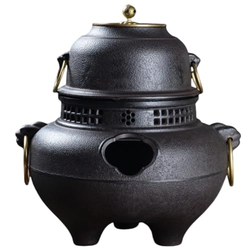 茶道具　茶釜　風炉　茶道　昭和レトロ　鉄 Amazon｜foke茶釜 風炉釜 切合鬼面風炉 茶釜添え 鉄風炉 茶道具