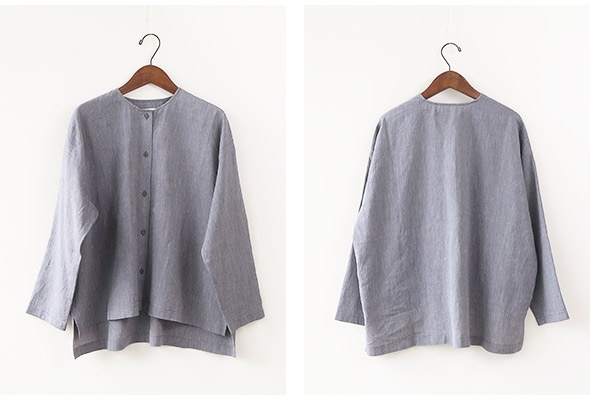 evam eva（エヴァムエヴァ） シャツ レディース linen washi no collar