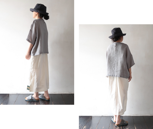 evam eva ウォーターリネンプルオーバーブラウス water linen pullover