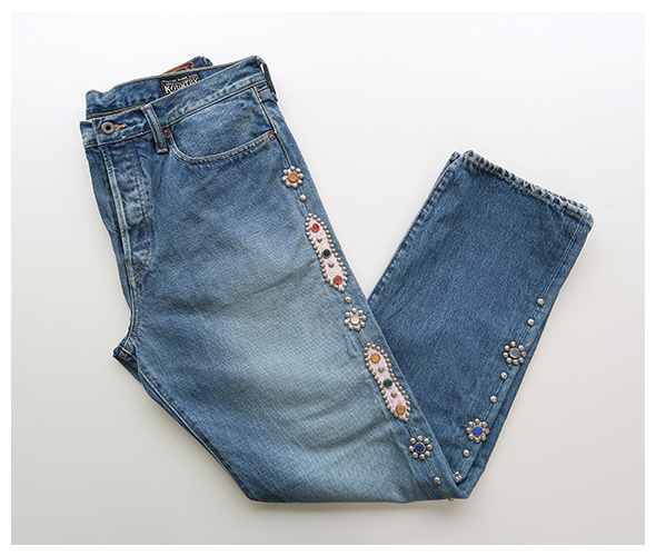 ＊キャピタル KAPITAL バックシンチ 切替 サルエル デニムパンツ W27 キャピタル KAPITAL バックシンチ 切替 サルエル デニムパンツ W27