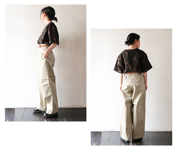 KAPITALキャピタル　ガウチョパンツ　デニム　タック　ハーフ　ギャザー KAPITAL - キャピタル カーゴパンツ タック ギャザー ジップ