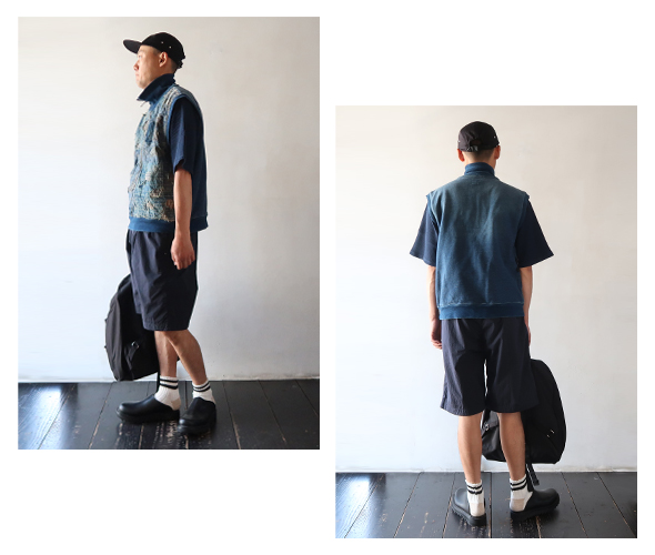 KAPITAL キャピタル ベスト メンズ BORO×IDG裏毛 ハーフZIP