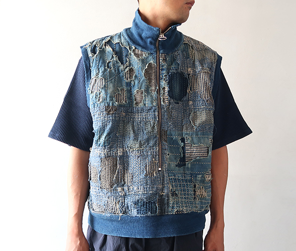 KAPITAL ベスト KAPITAL キャピタル ベスト メンズ BORO×IDG裏毛 ハーフZIP