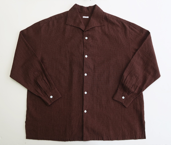 ソウボウ シャツ SOWBOW メンズ SHIRT-A - LINEN COTTON HOUNDS TOOTH
