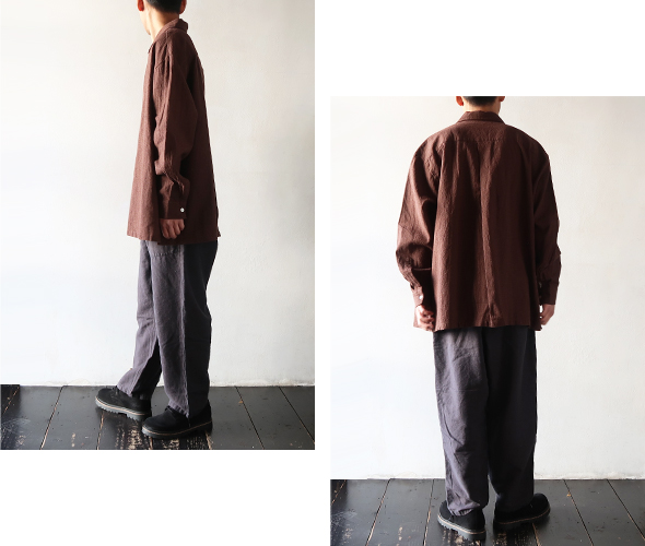 ソウボウ シャツ SOWBOW メンズ SHIRT-A - LINEN COTTON HOUNDS TOOTH