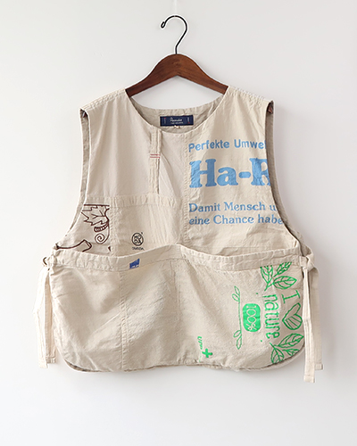 ティグルブロカンテ ベスト TIGRE BROCANTE レディース プリントトートMIX ニュースボーイベスト BLUE GRAY TR123-VE55 送料無料 TIGRE BROCANTE ティグルブロカンテ プリントトートMIX ニュース