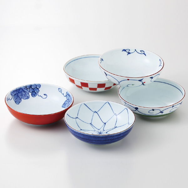 有田焼】≪波佐見焼≫ 染錦絵変わり 和皿揃 取皿5枚セット : ギフト