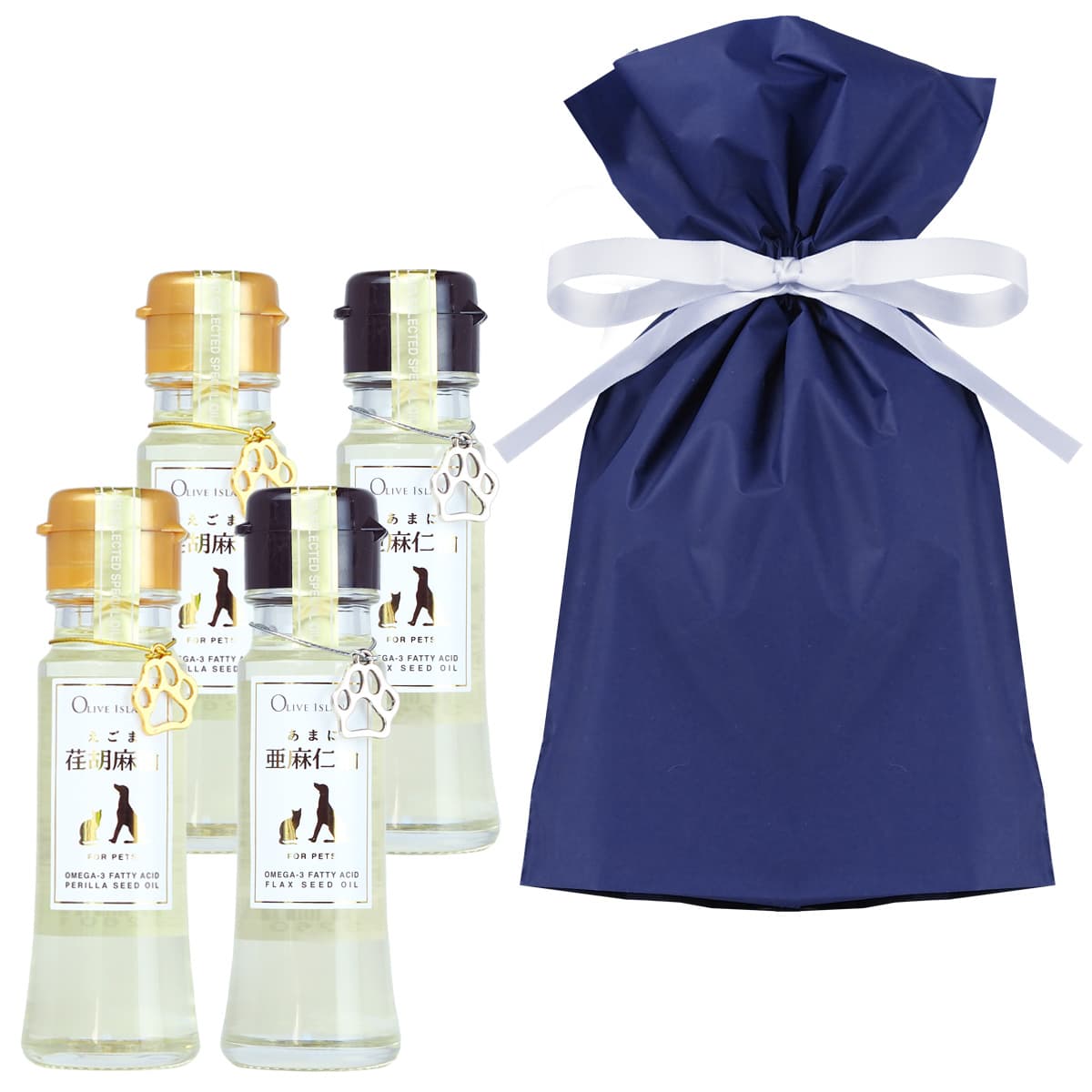 えごま油・あまに油 50ml 4瓶 各2【 巾着袋入り 】ペット用 犬 猫
