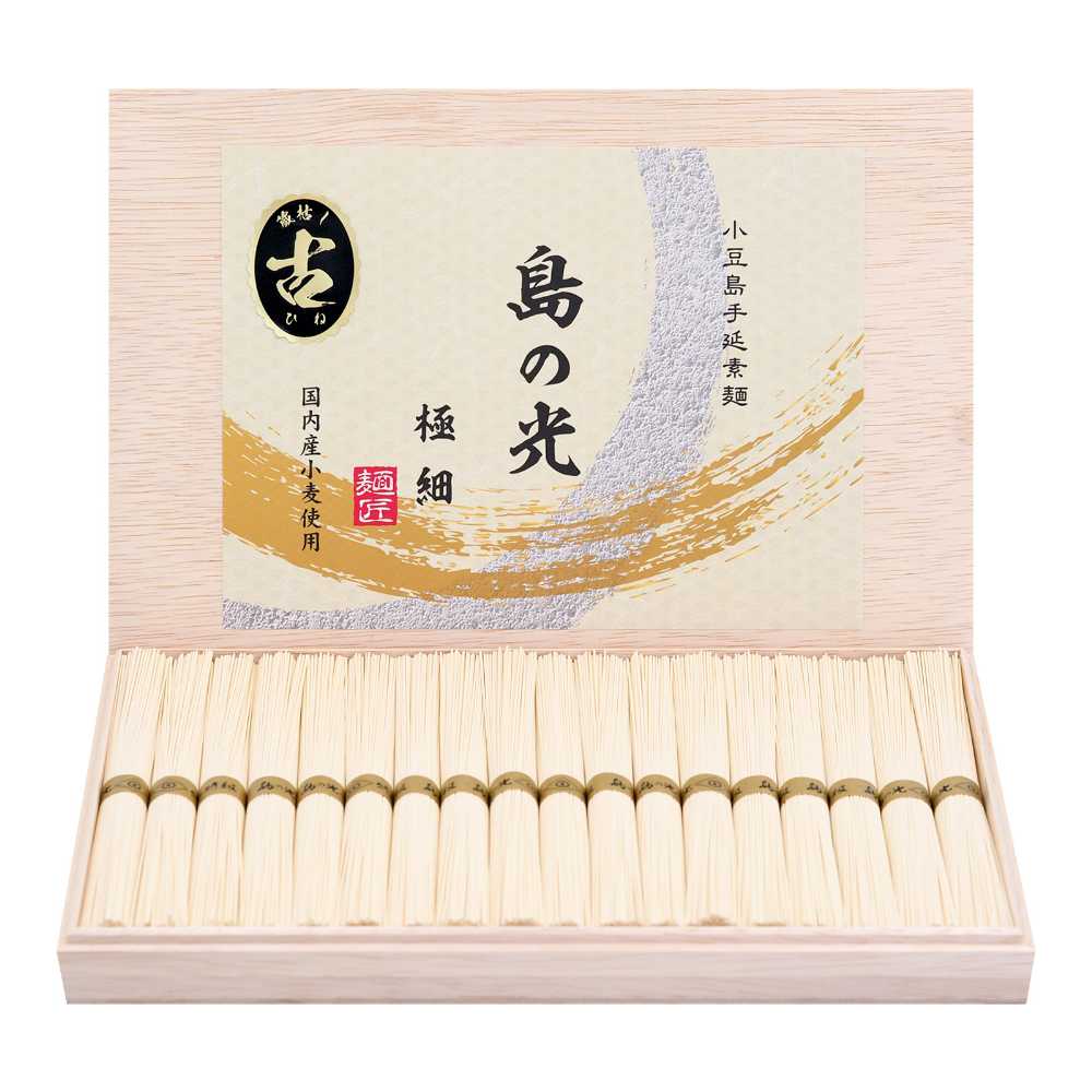 豪華木箱入り】小豆島手延素麺 島の光 極細麺 古(ひね)物 最高級品金帯