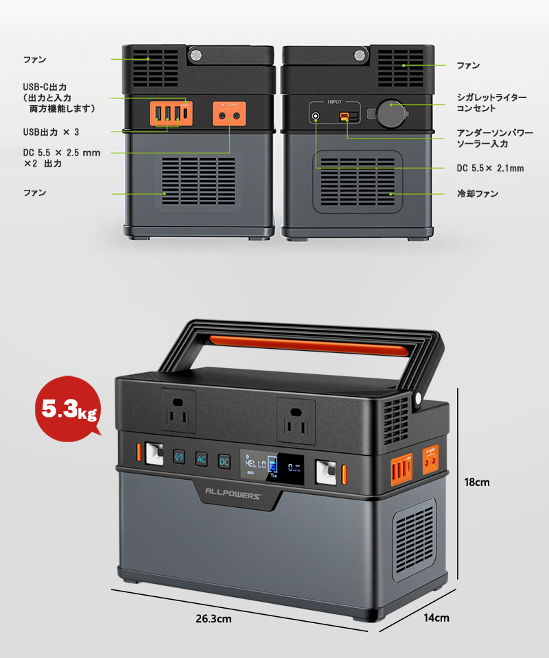 特別価格】 防災用電源 災害対策用品 666Wh 大容量 コンパクト 節電