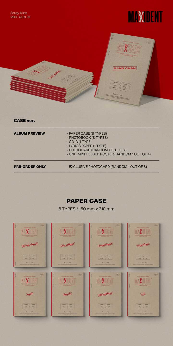 MAXIDENT case ver 新品未開封 スキズ アルバム Mini Album: MAXIDENT (CASE ver.)(ランダムカバー・バージョン