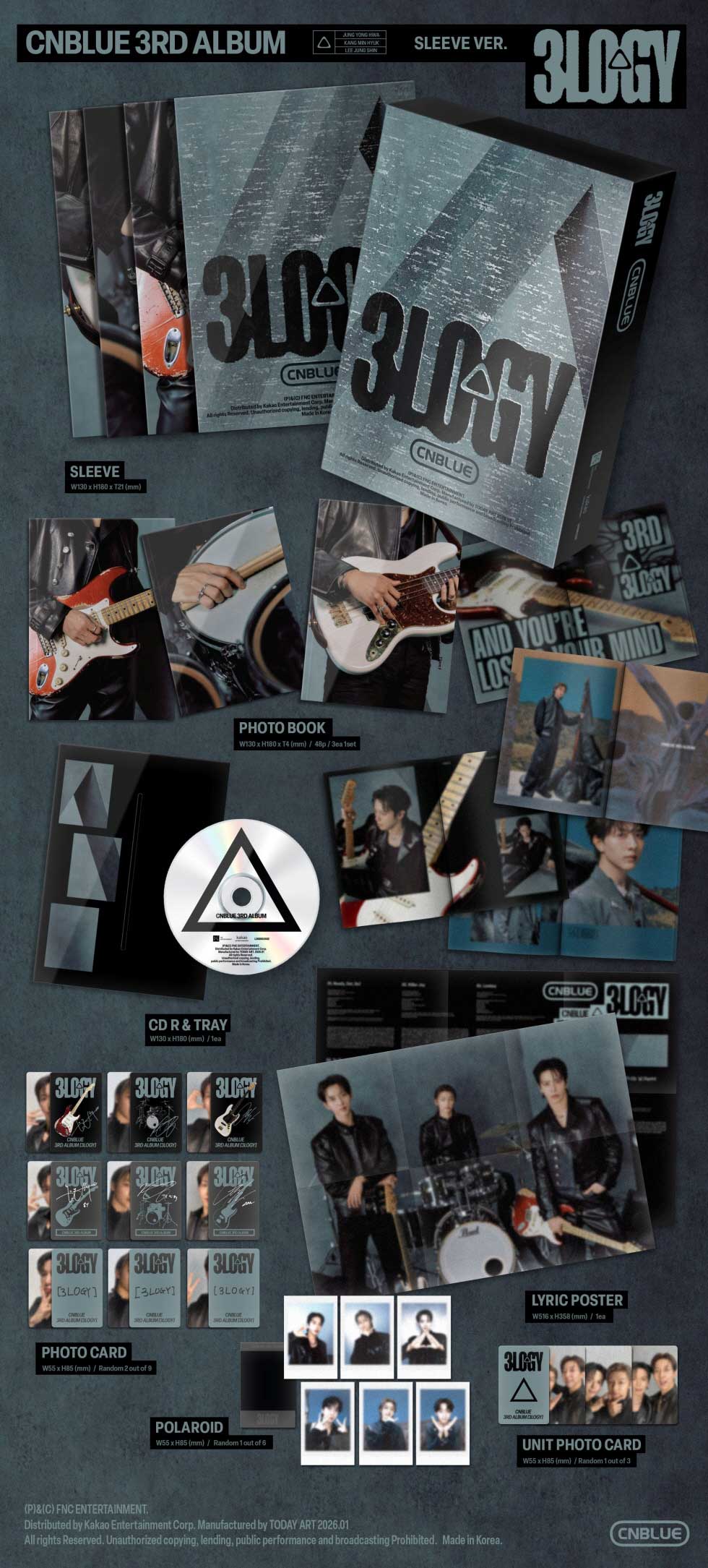 26/1/8 韓国発売】CNBLUE シーエヌブルー 3RD 3LOGY SLEEVE VER. 3集