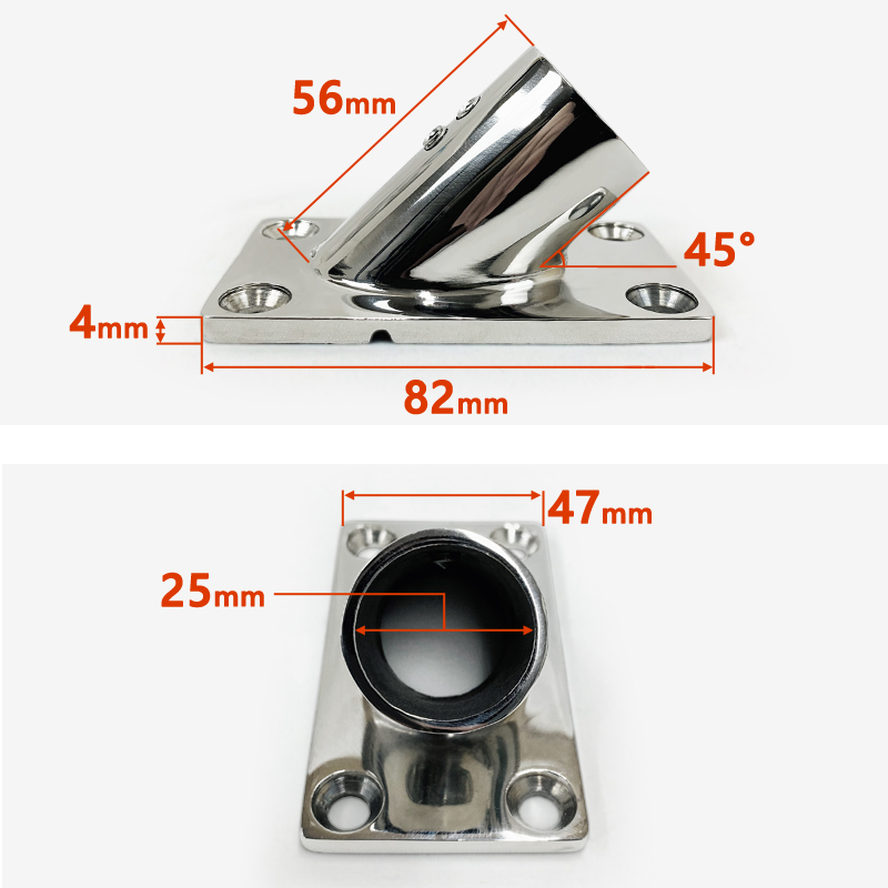SUS316 ステンレス 25mm ジョイント パイプ 船 ボート キャンプ アウトドア オーニング 自作 DIY SUSステン パイプベース 45°  ベース :SP-parts-024:タカラPRO - 通販 - Yahoo!ショッピング