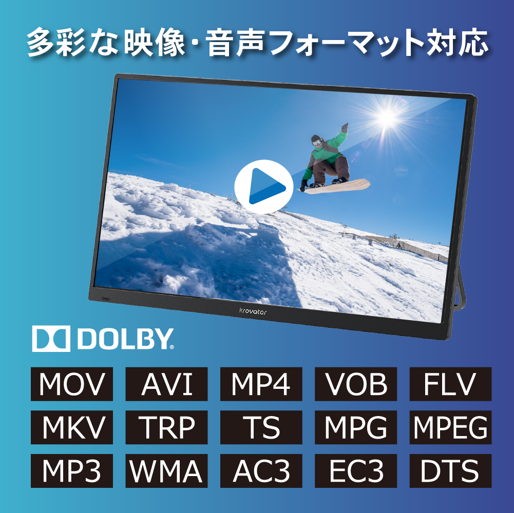 krovatar 18.5インチ ポータブルブルーレイプレーヤー FHD IPS液晶