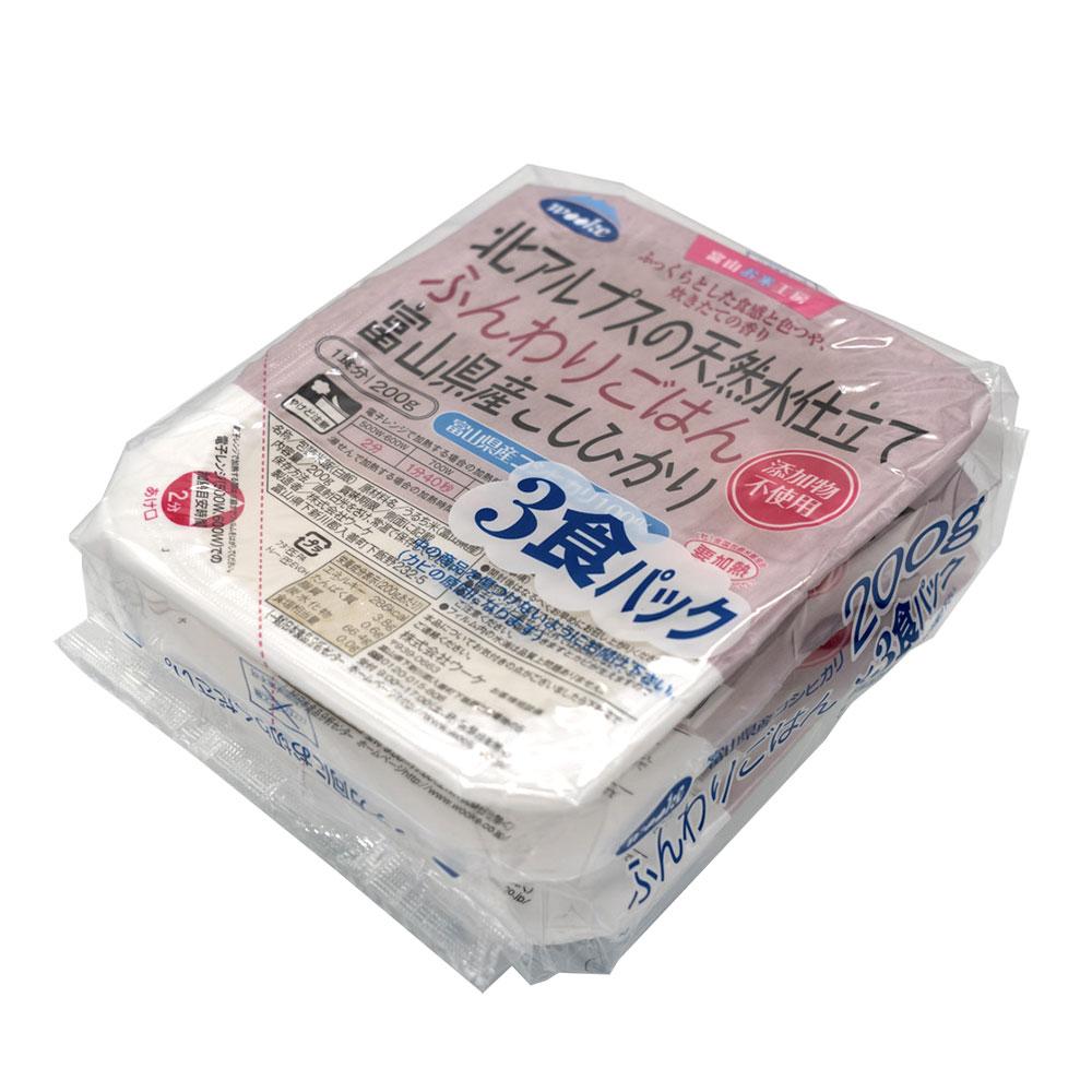 【10】 北アルプスの天然水仕立てふんわりごはん 富山県産こしひかり パックごはん  200ｇ×3食 ×10個 |  | 01