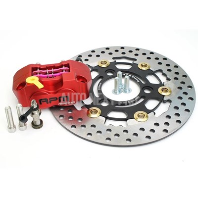 【並行輸入品】3穴ゲージ付きブレーキローターセット 220mm 4ピストンブレーキキャリパー 付属 Yamaha Yamaha Freesox Nitro bws 100 ジョグ 50バイク用