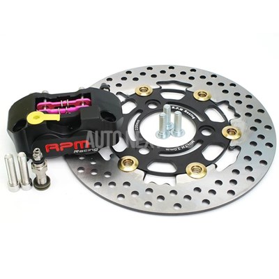 【並行輸入品】3穴ゲージ付きブレーキローターセット 220mm 4ピストンブレーキキャリパー 付属 Yamaha Yamaha Freesox Nitro bws 100 ジョグ 50バイク用