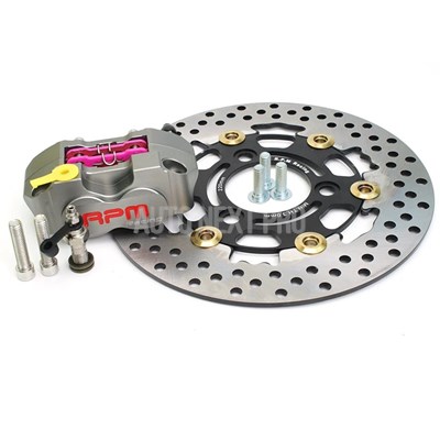 【並行輸入品】3穴ゲージ付きブレーキローターセット 220mm 4ピストンブレーキキャリパー 付属 Yamaha Yamaha Freesox Nitro bws 100 ジョグ 50バイク用