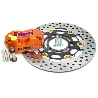【並行輸入品】3穴ゲージ付きブレーキローターセット 220mm 4ピストンブレーキキャリパー 付属 Yamaha Yamaha Freesox Nitro bws 100 ジョグ 50バイク用