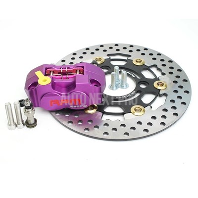 【並行輸入品】3穴ゲージ付きブレーキローターセット 220mm 4ピストンブレーキキャリパー 付属 Yamaha Yamaha Freesox Nitro bws 100 ジョグ 50バイク用