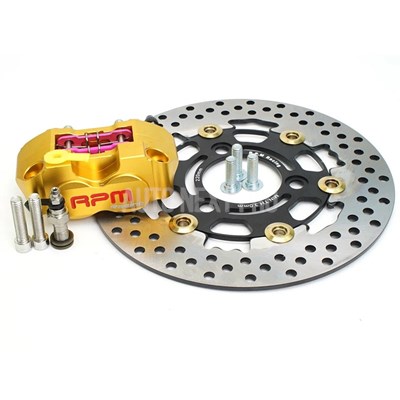 【並行輸入品】3穴ゲージ付きブレーキローターセット 220mm 4ピストンブレーキキャリパー 付属 Yamaha Yamaha Freesox Nitro bws 100 ジョグ 50バイク用