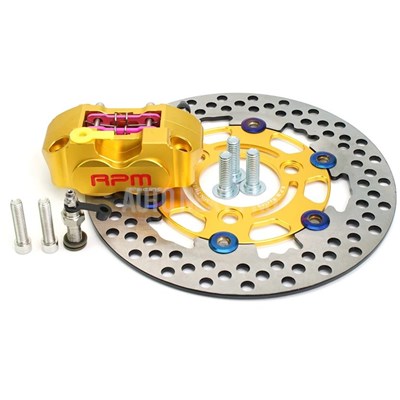 【並行輸入品】3穴ゲージ付きブレーキローターセット 220mm 4ピストンブレーキキャリパー 付属 Yamaha Yamaha Freesox Nitro bws 100 ジョグ 50バイク用
